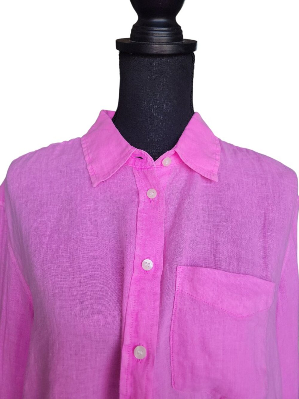 GAP Bright Pink Relaxed Linen Button Front Shirt Women's Size S - Picture 7 of 10